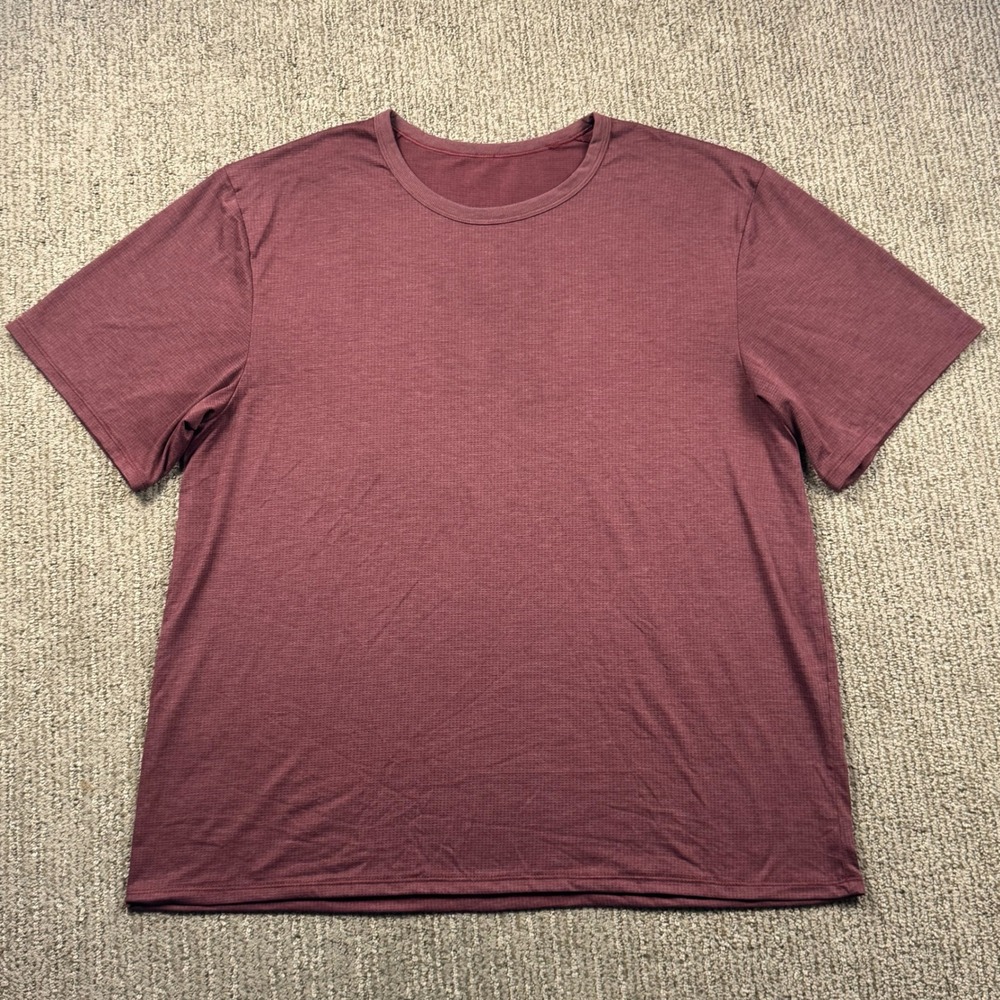 Lululemon Mile Maker Mesh Short Sleeve T-Shirt Mens XL Performance Burgundy